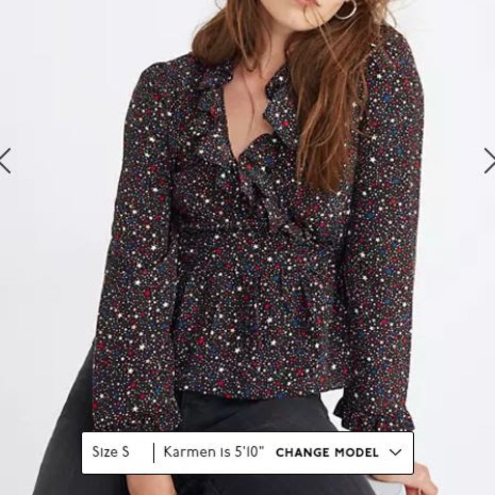 Madewell Star Blouse in Black, Size S, EUC!